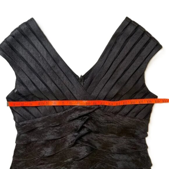 Scarlet Nite Black Tiered Ruffle Evening Cocktail Dress V Neck Size 12 - Picture 7 of 12